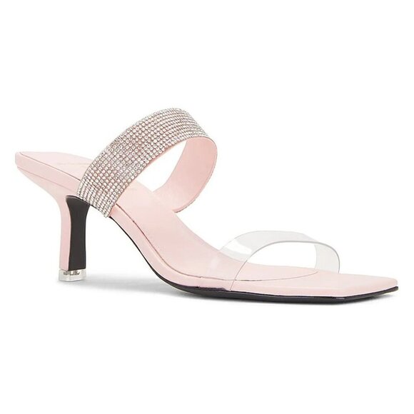 Black Suede Studio Cali SILVER Glitter Slide Sandal Womens Size 38.5 - Picture 1 of 14